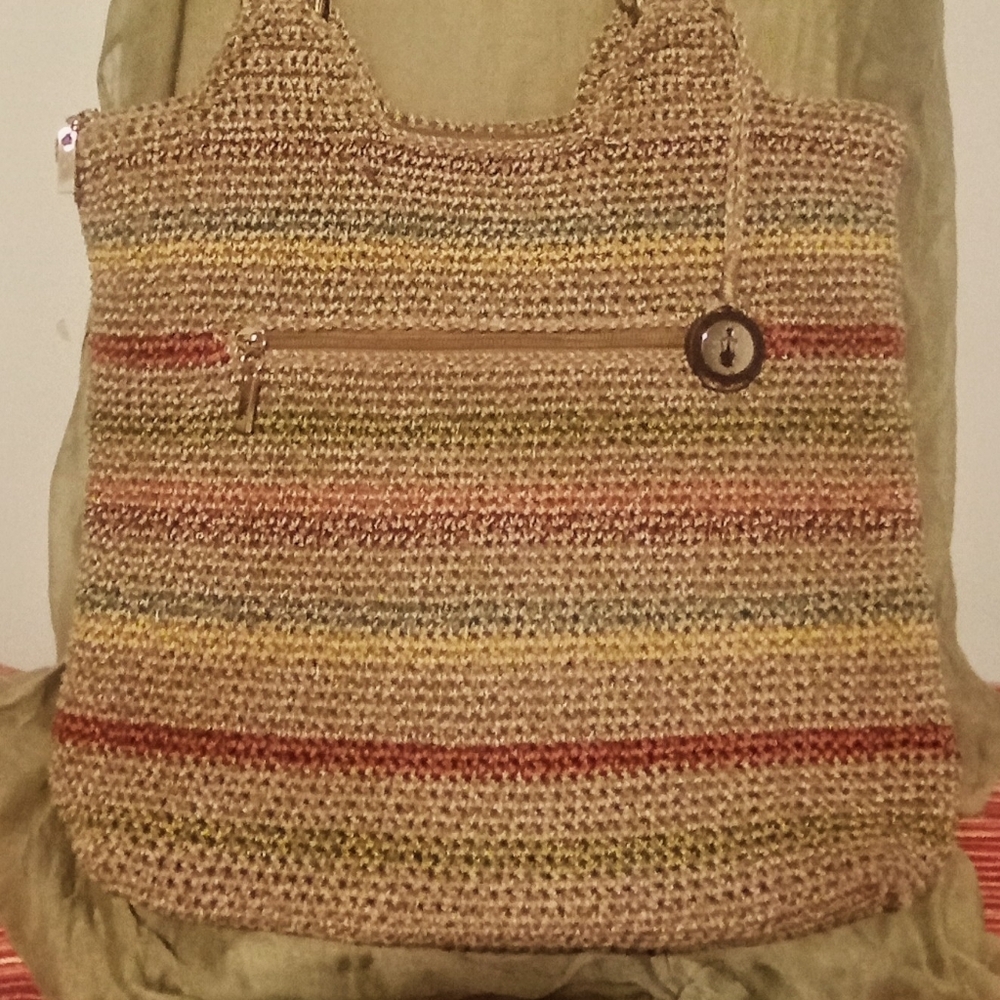 The Sake Striped Boho Sack Shoulder Bag Purse